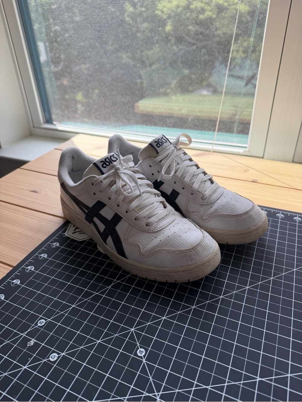 ASICS White and Black Low-Top Sneakers